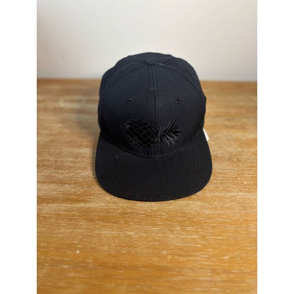 Otto Black Pineapple Embroidered Snapback Hat Flat Brim Cap 125-978 Mens Womens